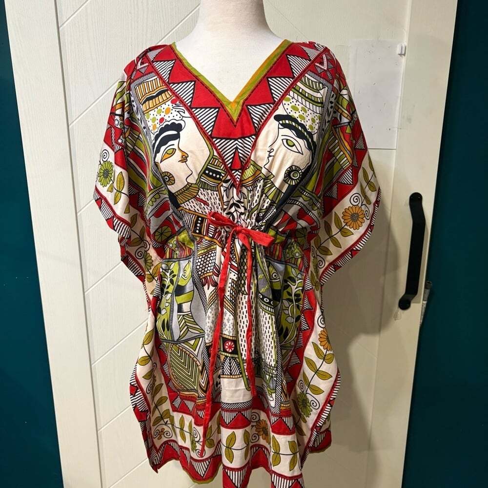 Vintage Greek Goddess Handmade Kaftan Tunic Adjustable Boho Festival Dress S-L - Picture 2 of 9